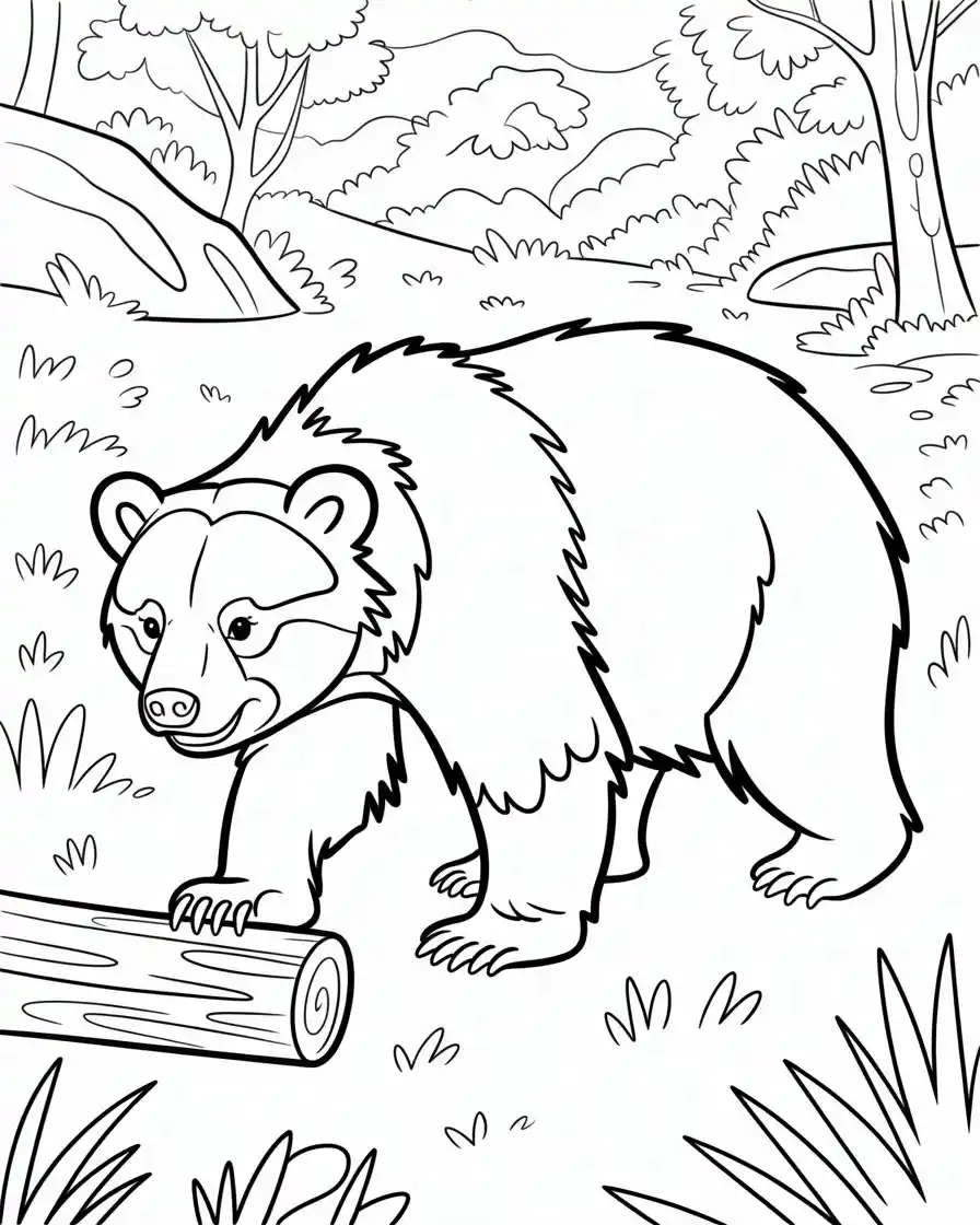 andean bear walking coloring page 1
