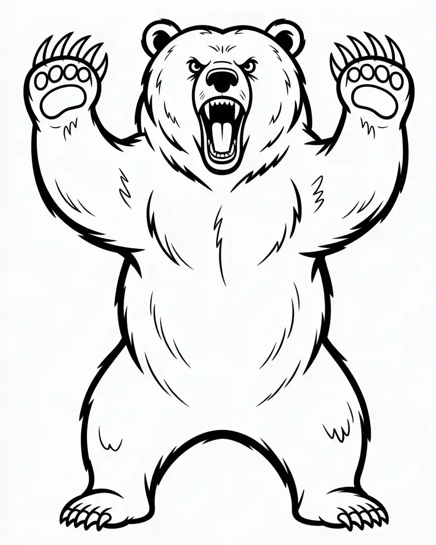 bear with sharp teeth and claws coloring page 1