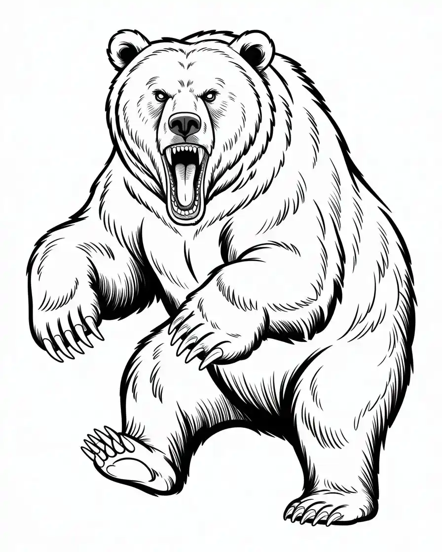 bear with sharp teeth and claws coloring page