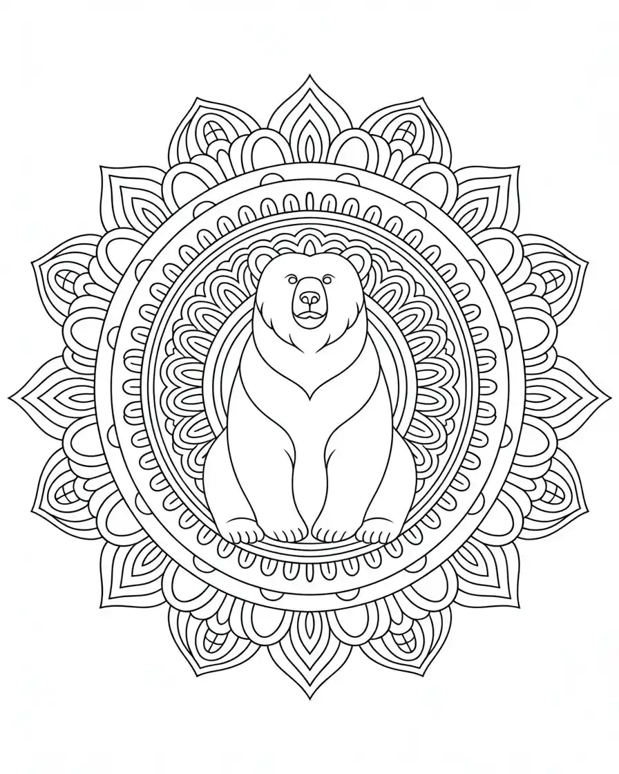 detailed bear drawing page