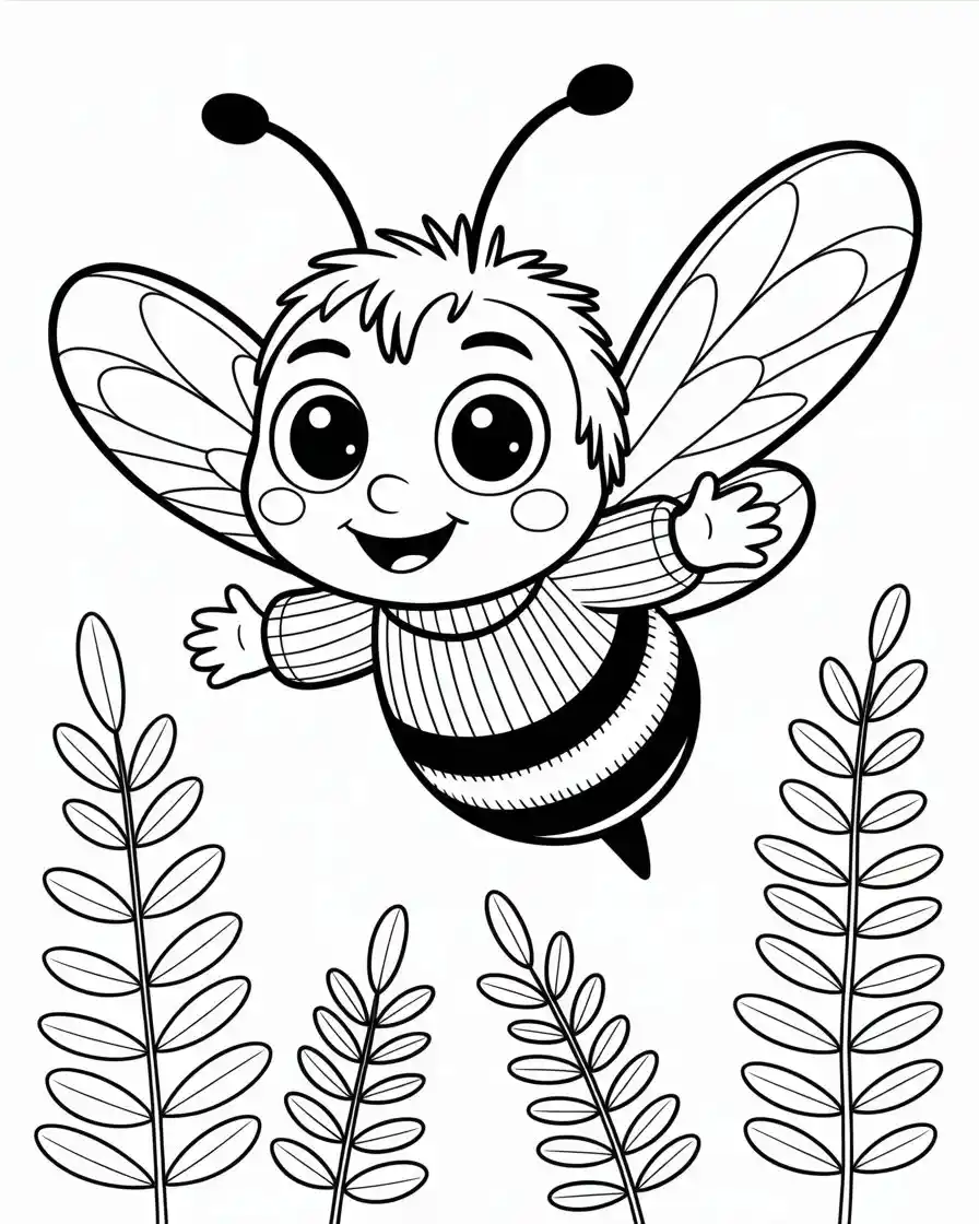 Cartoon Bee Wearing a Jumper Coloring Sheet For Kids