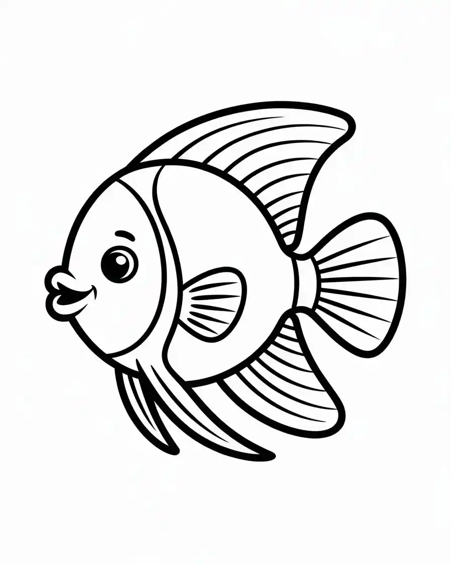 Cute Angelfish Outline Coloring Page