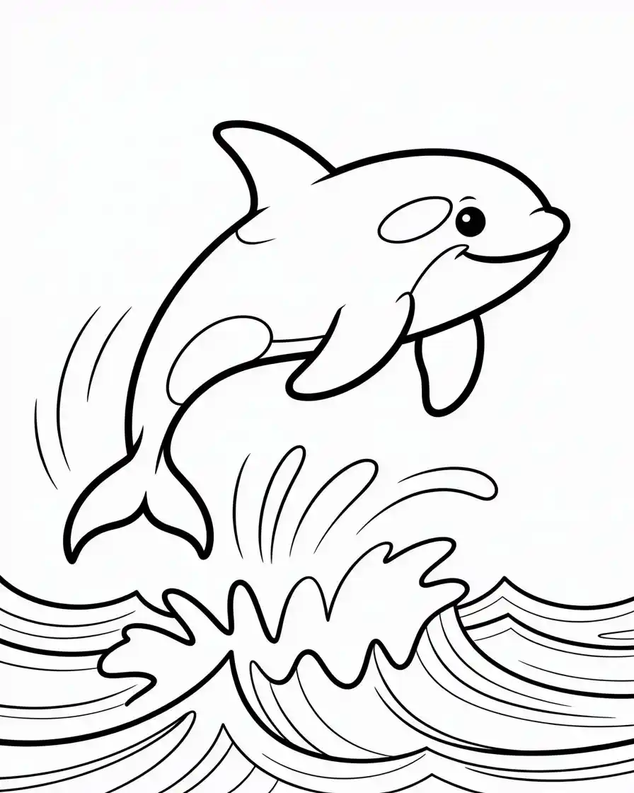 Cute Orca Jumping With Water Splash Coloring Page