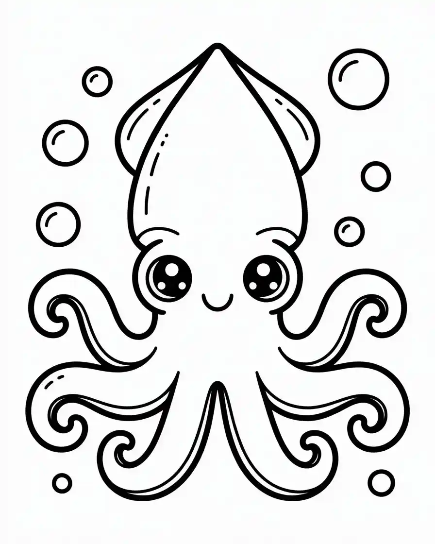 Cute cartoon squid octopus hybrid