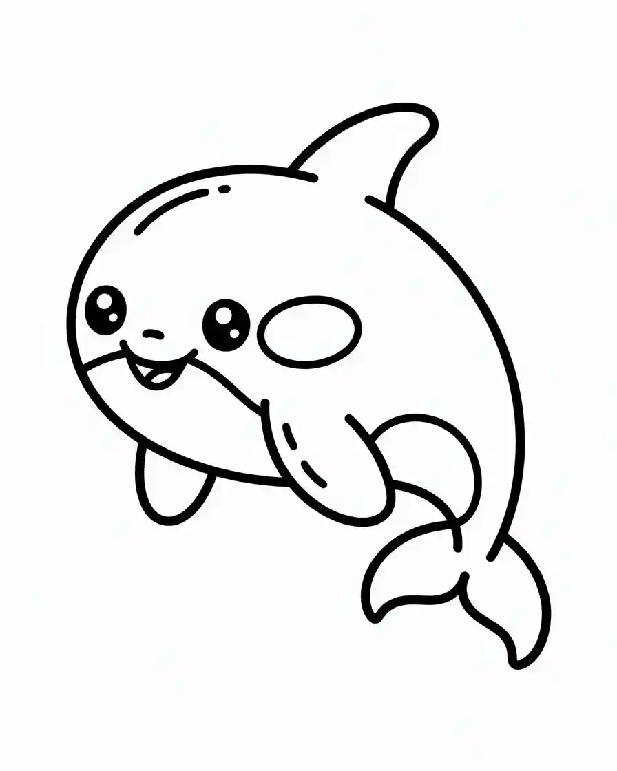 Cute kawaii orca whale