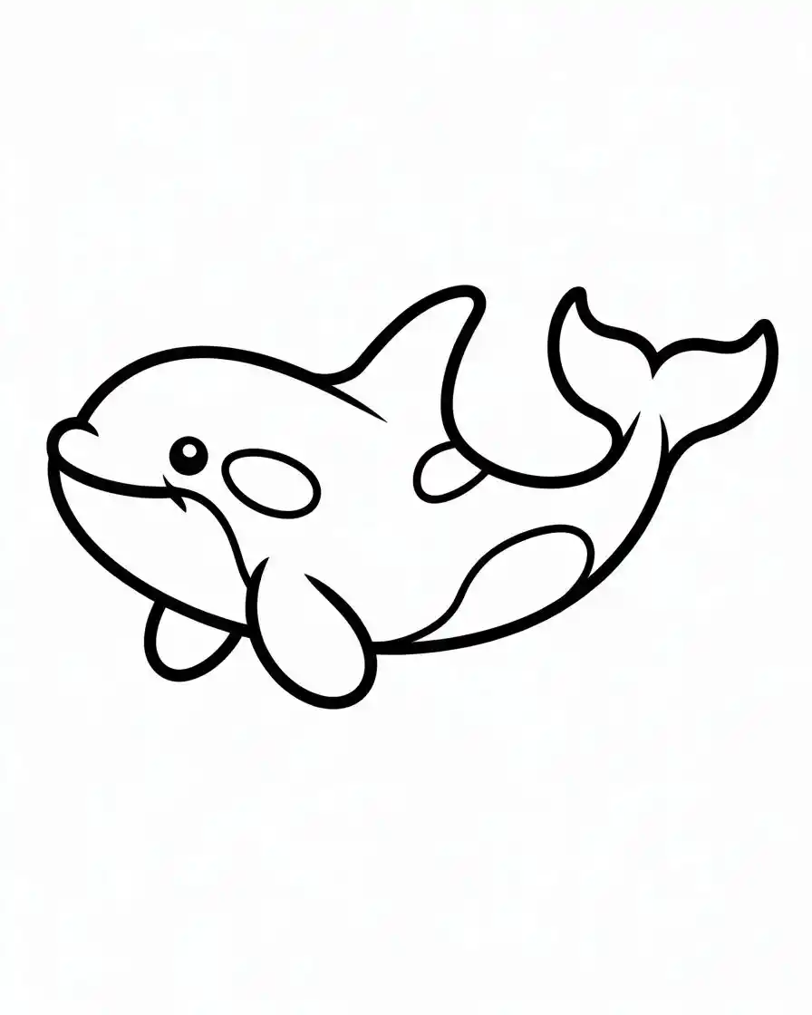 Easy Orca Outline Coloring Page for Kids