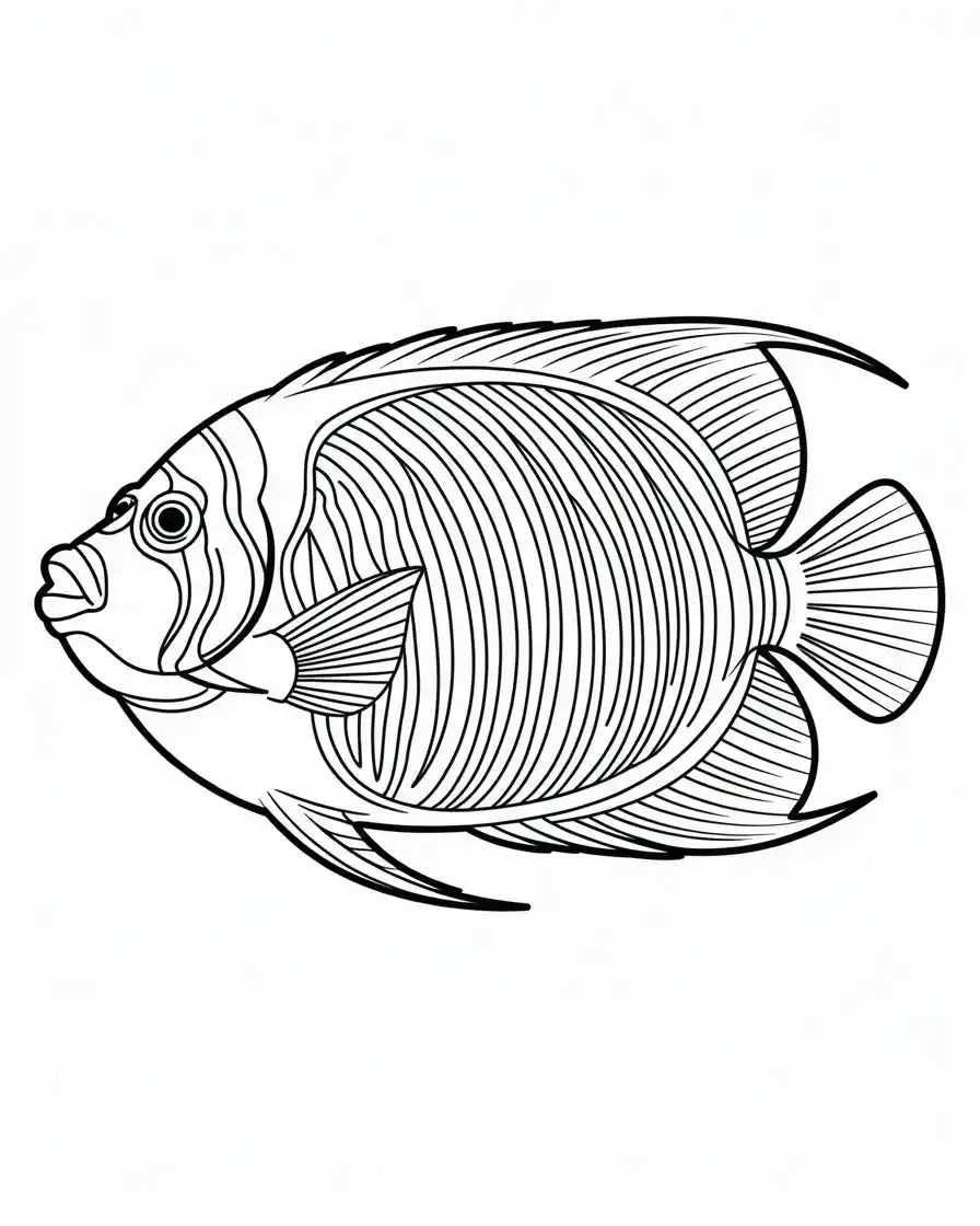 Emperor Angelfish Line Art Coloring Page