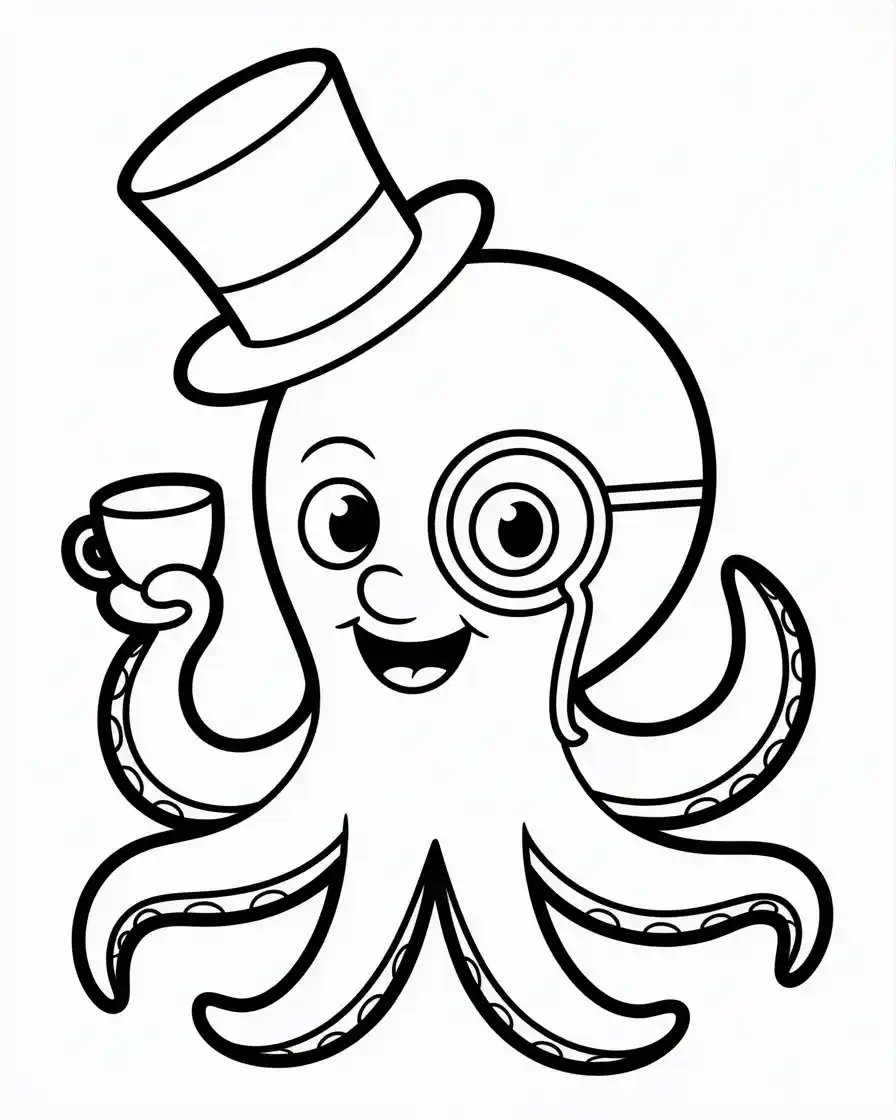 Gentleman octopus coloring page 1