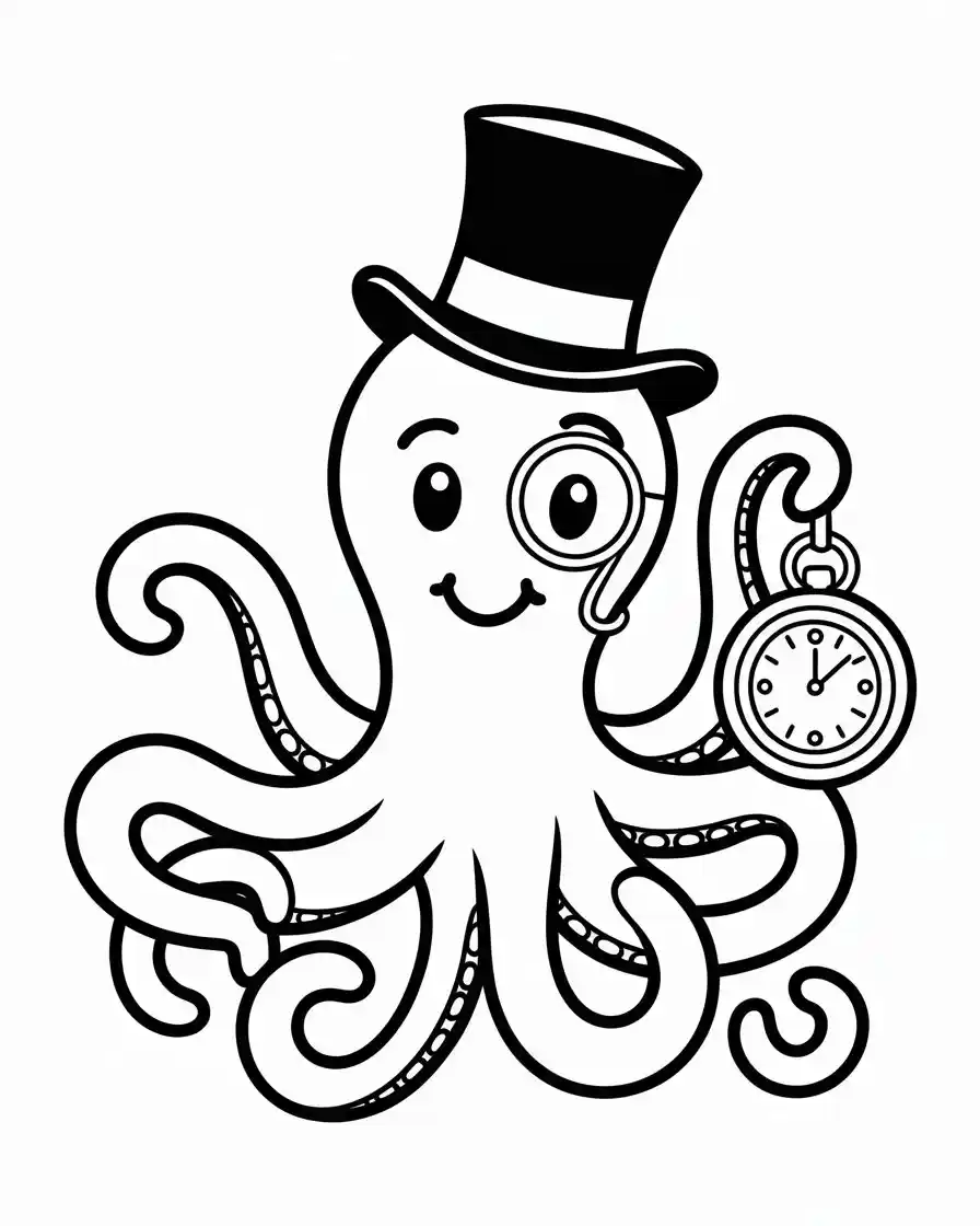Gentleman Octopus Coloring Page