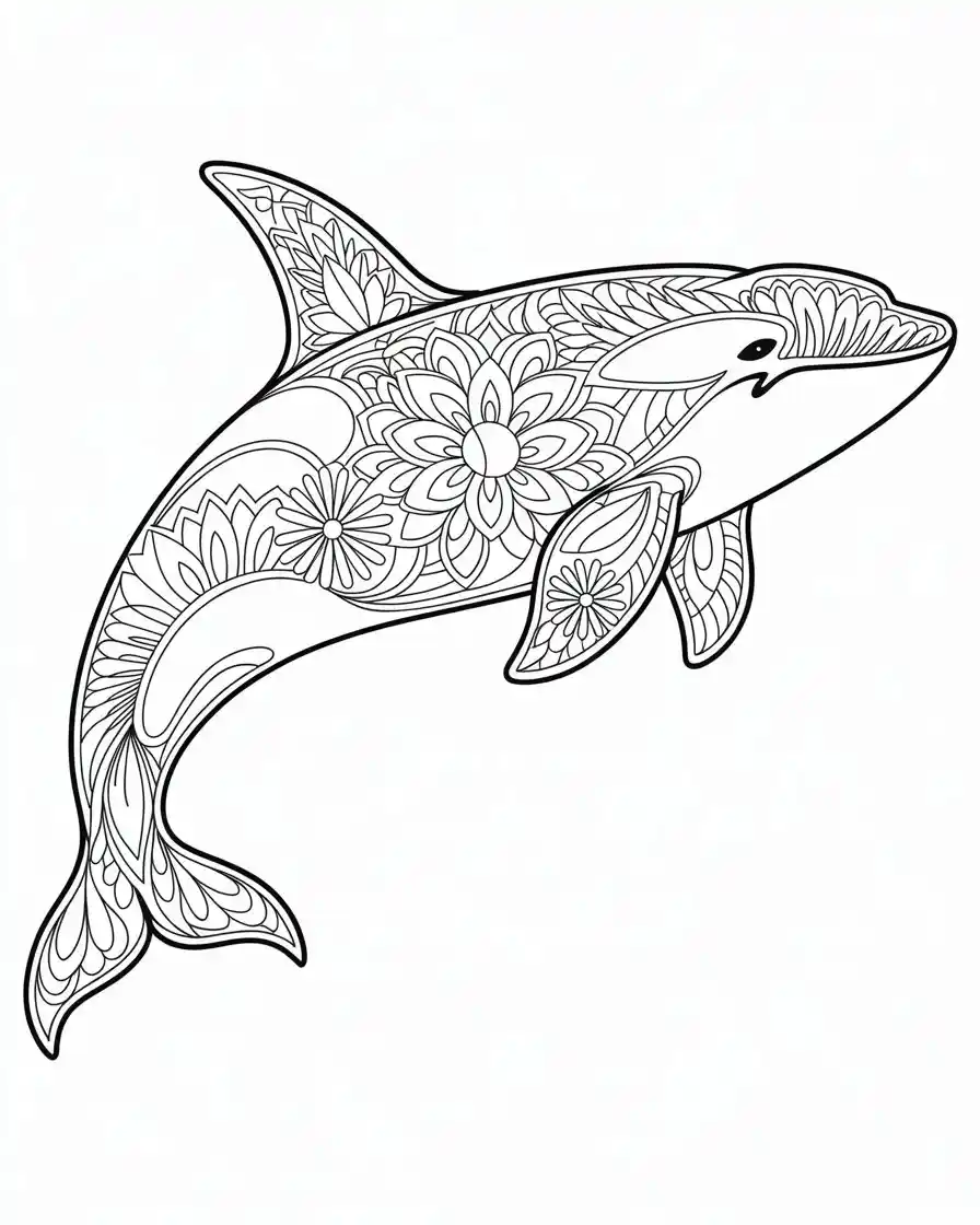 Intricate Orca Coloring Page