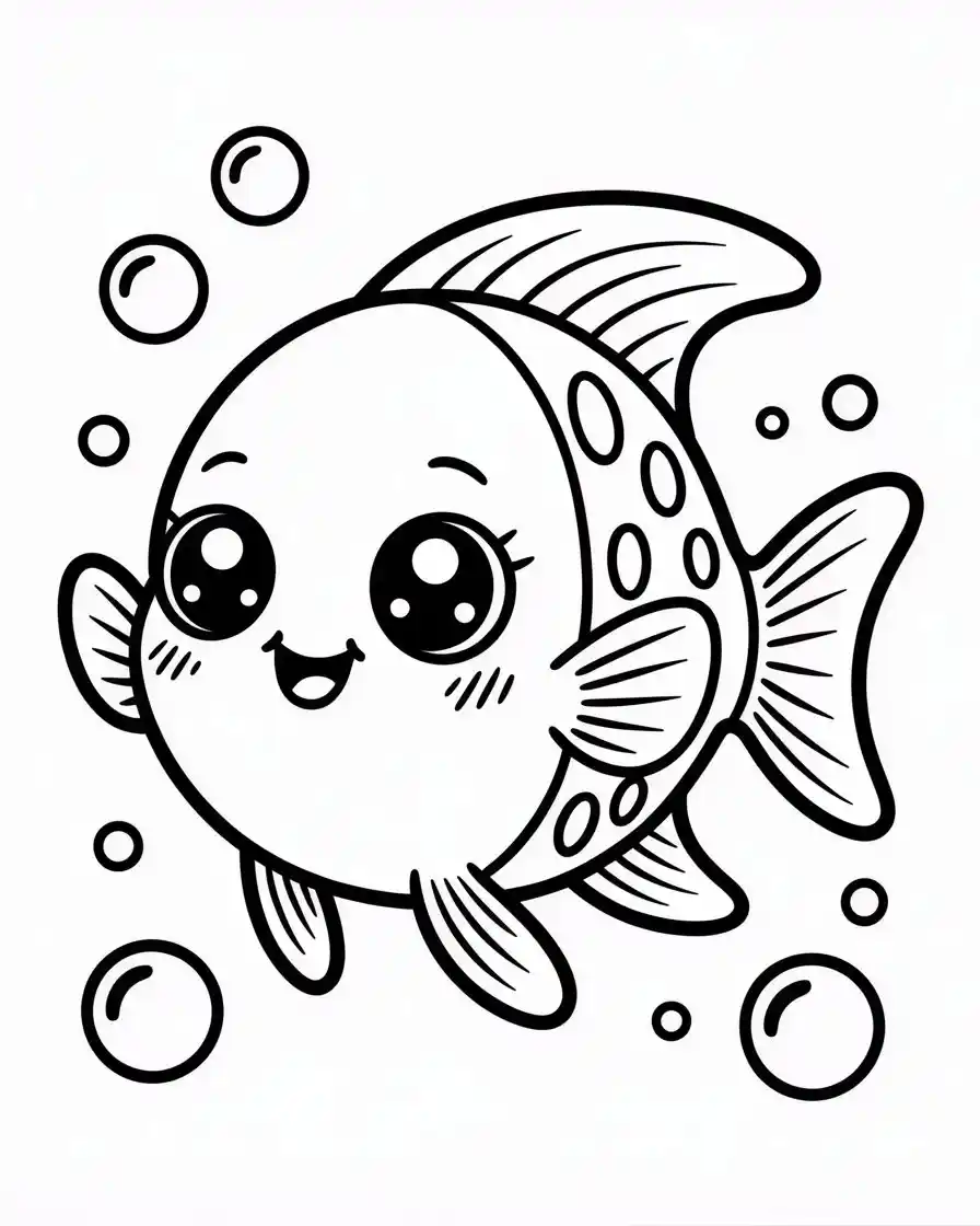 kawaii cute angelfish coloring page for kids
