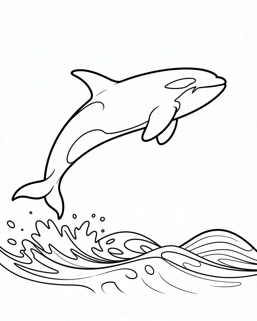 minimal killer whale jumping coloring page