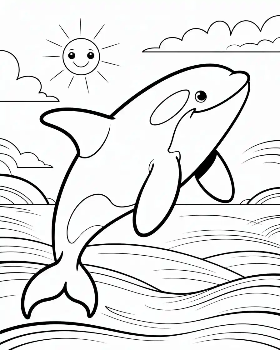 orca jumping out of the water coloring page
