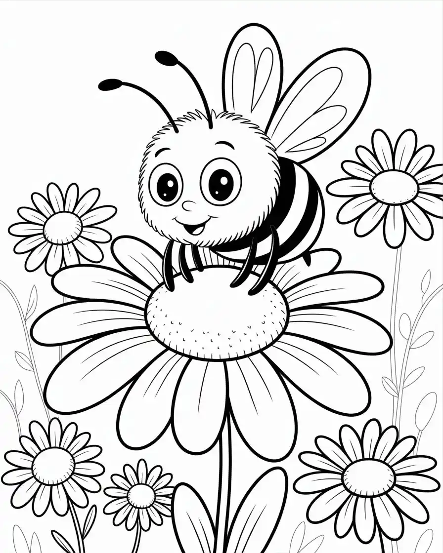 Pretty Little Bee Perched On A Daisy