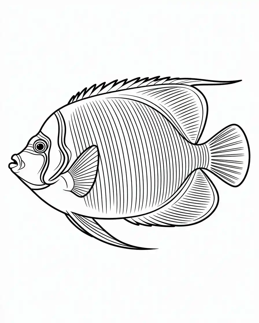 Realistic Emperor Angelfish Coloring Page
