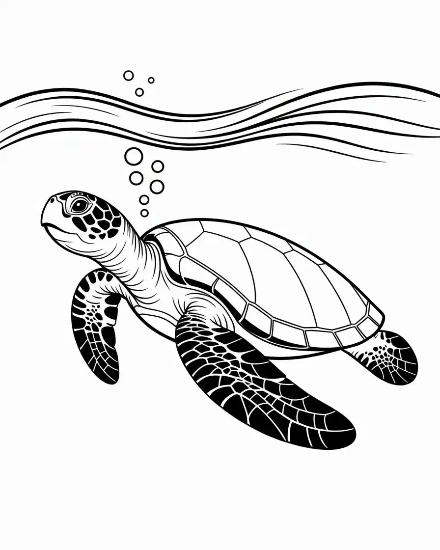 Sea Turtle Swimming Coloring Page
