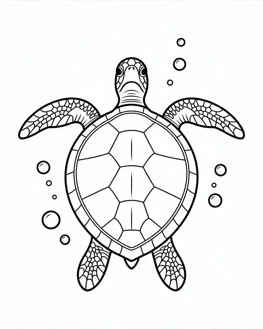 Top View Sea Turtle Coloring Page