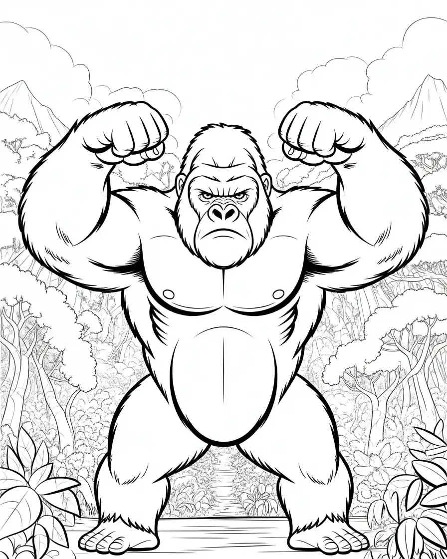 alpha gorilla chest beating coloring page