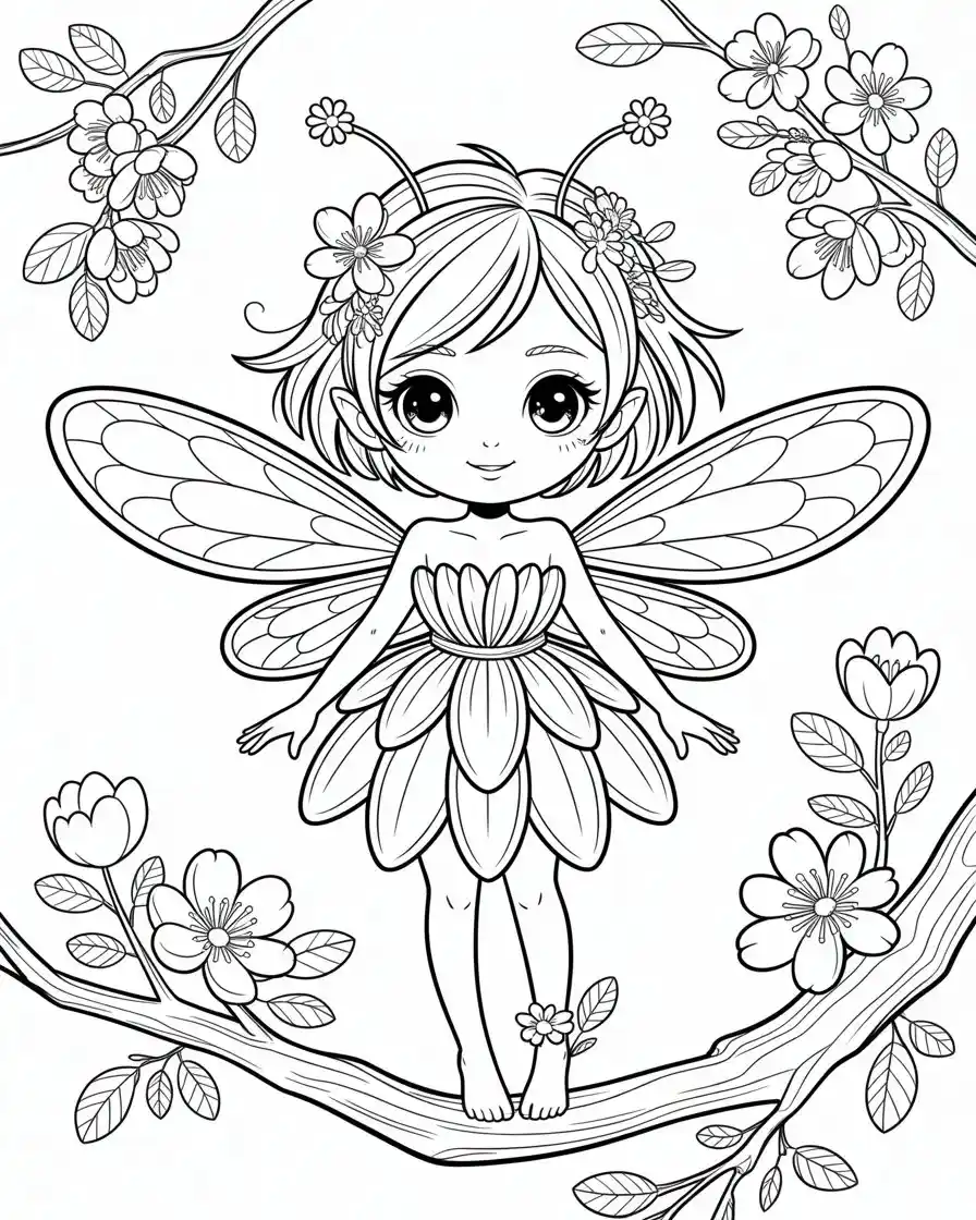 anime bee fairy coloring page