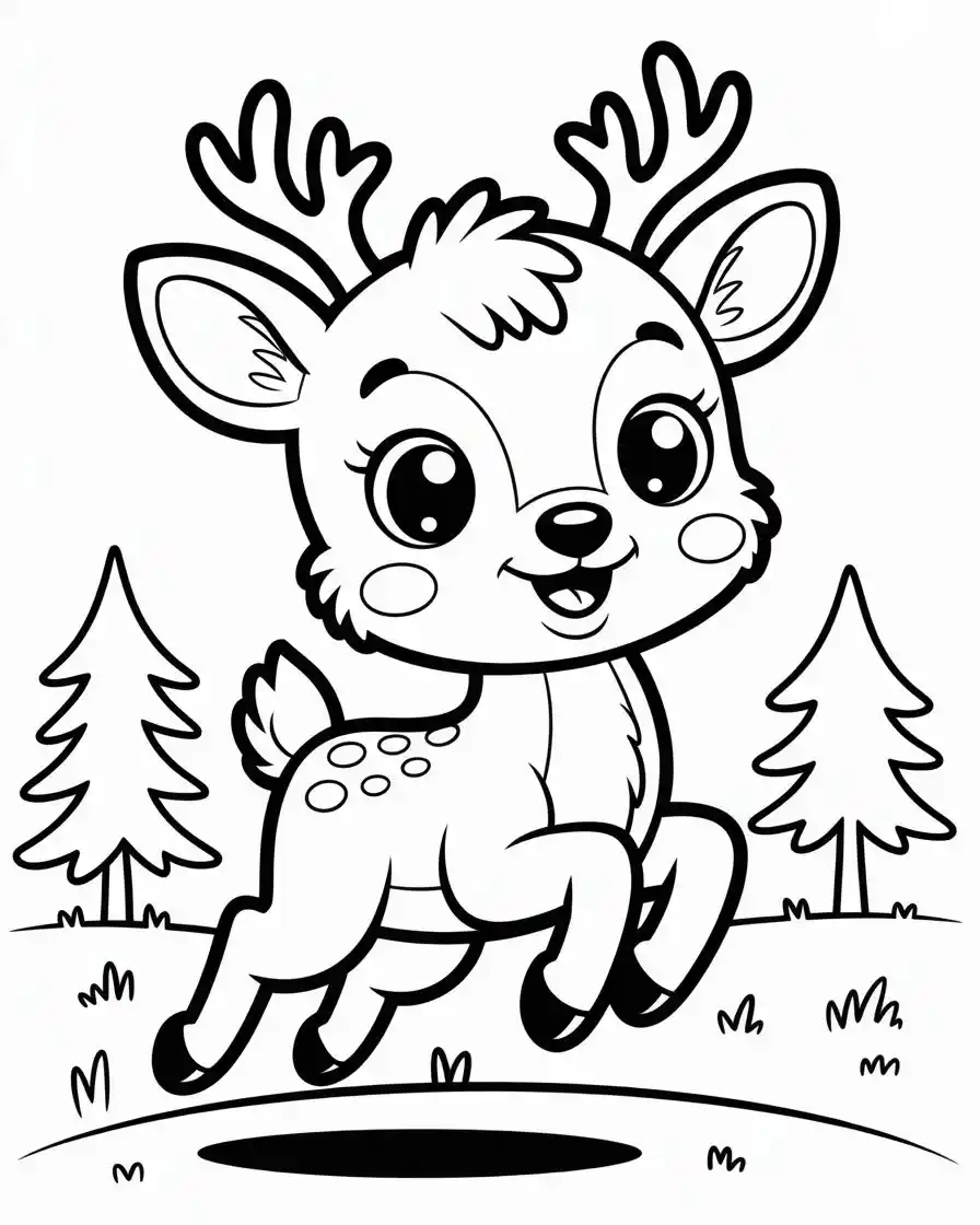 baby deer jumping coloring page