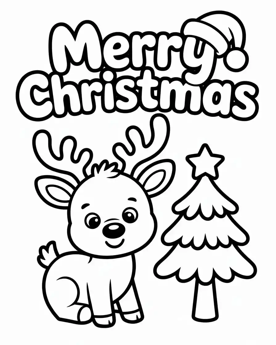 baby reindeer merry Christmas coloring page