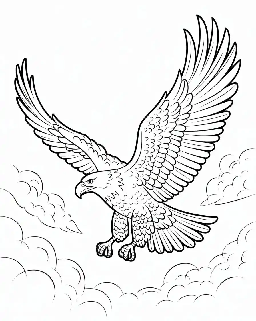 bald eagle swooping coloring page