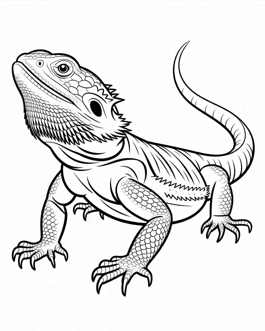 bearded dragon lizard coloring page in jungle