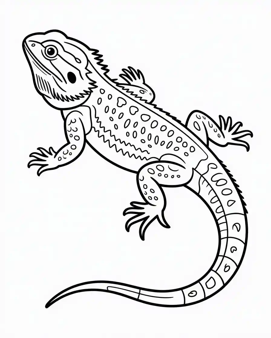bearded dragon lizard coloring page printable 1