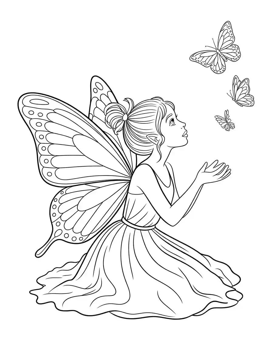 butterfly fairy coloring page