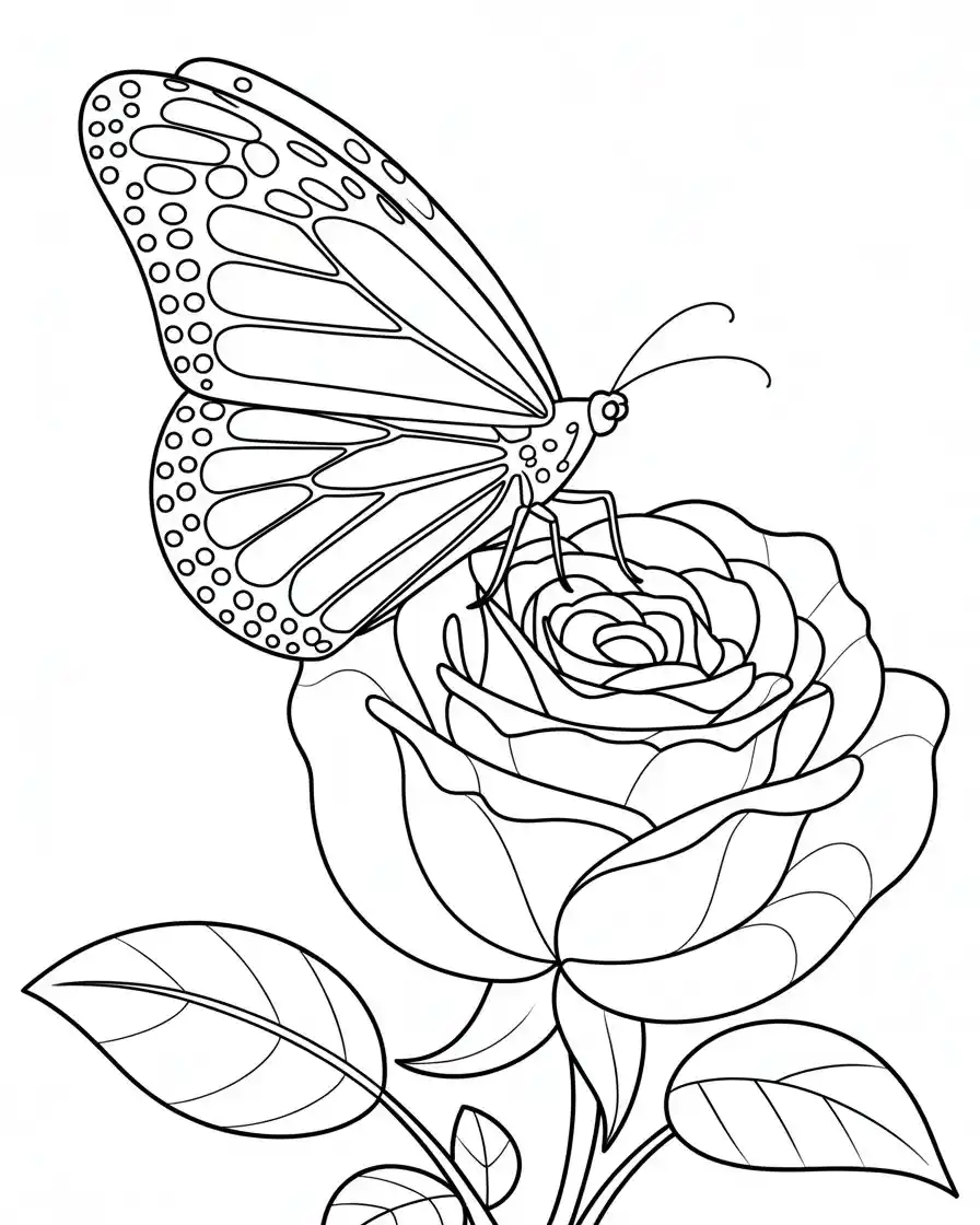 butterfly on a flower coloring page
