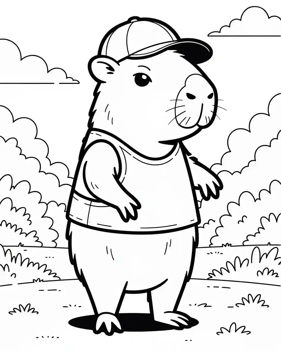 capybara wearing a tunic coloring page