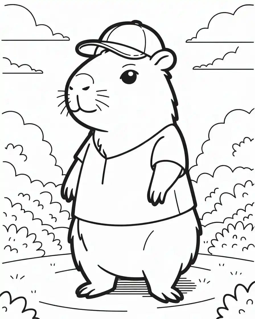 capybara wearing a tunic coloring page
