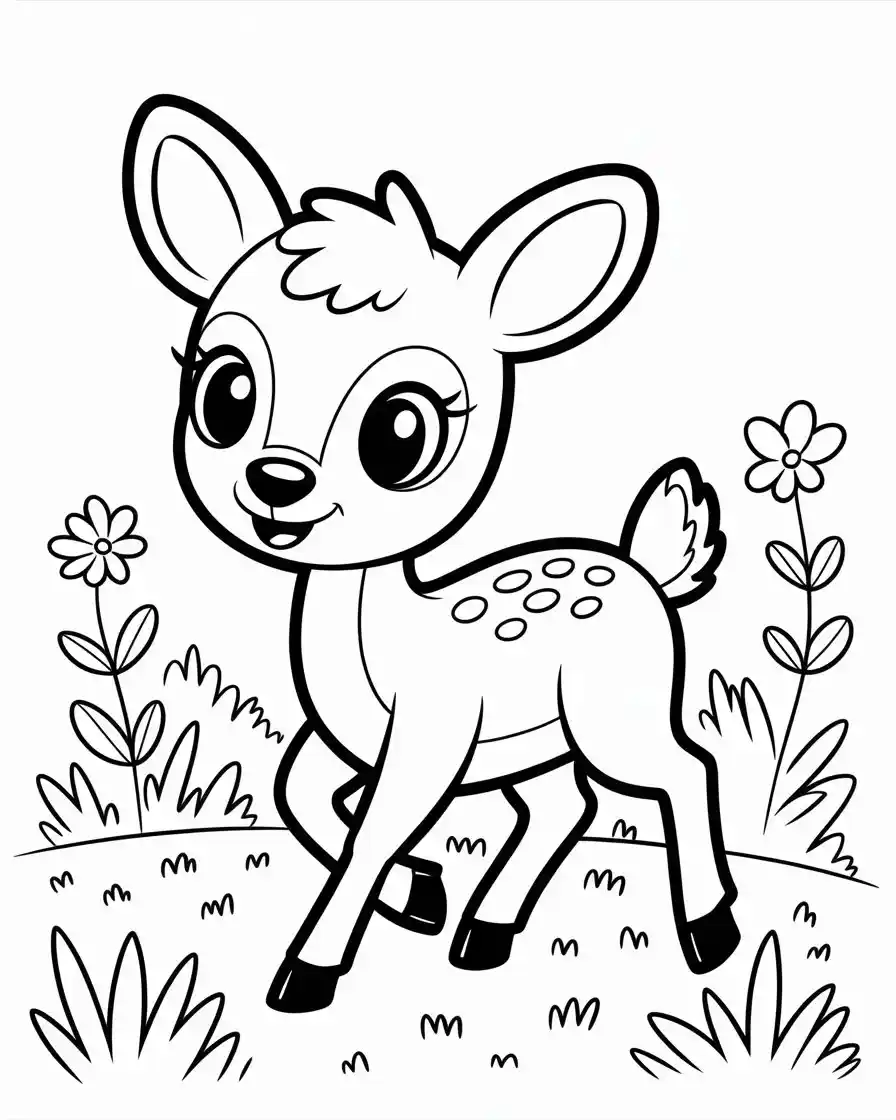 cartoon deer coloring page