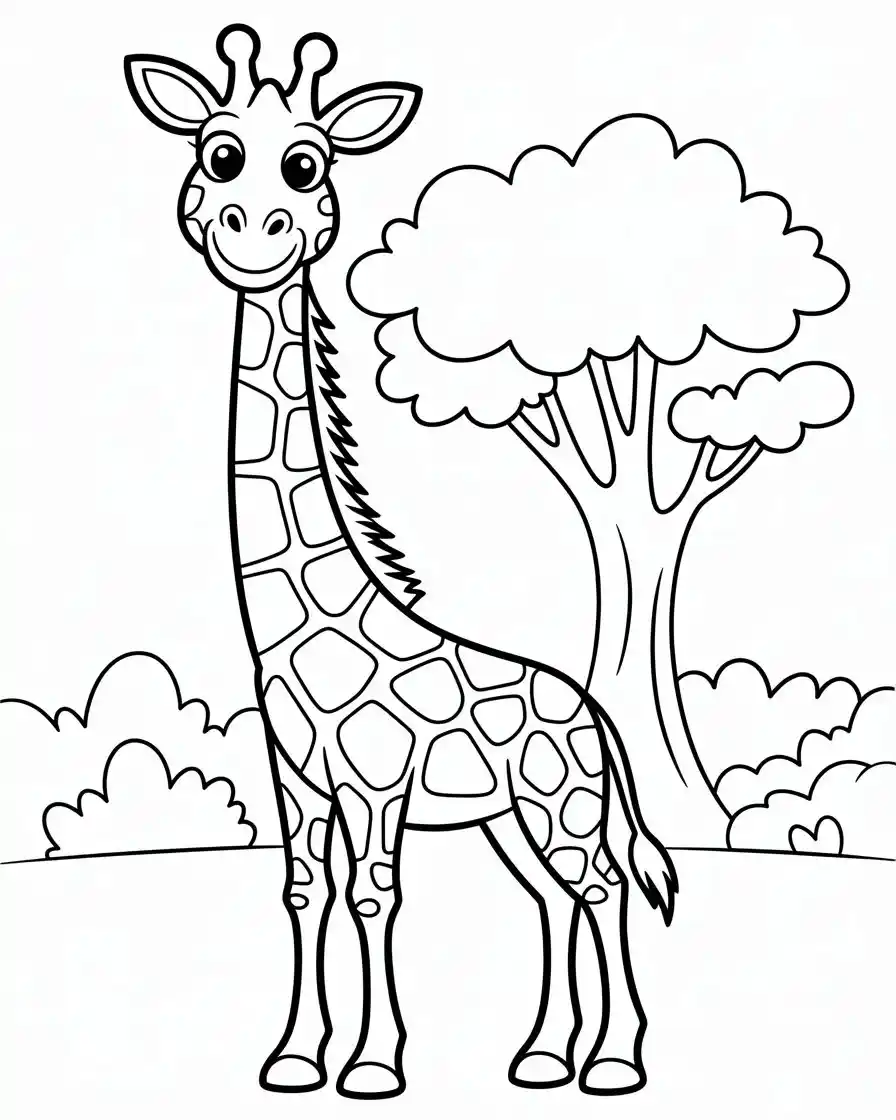 cartoon giraffe coloring page
