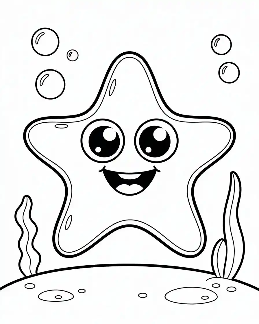 cartoon starfish coloring page