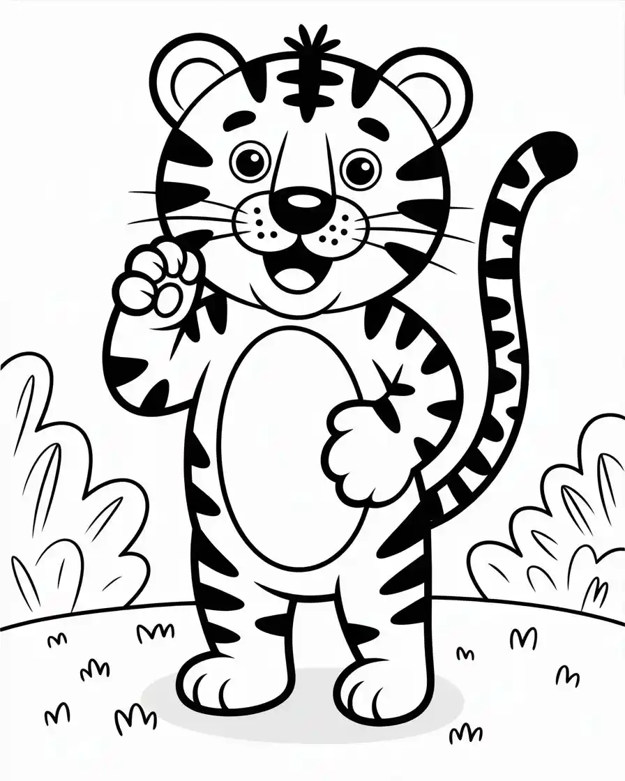 cartoon tiger standing coloring page