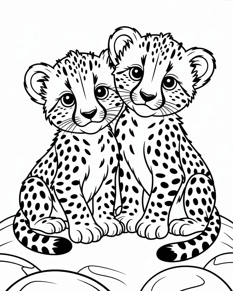 cheetah cubs coloring page