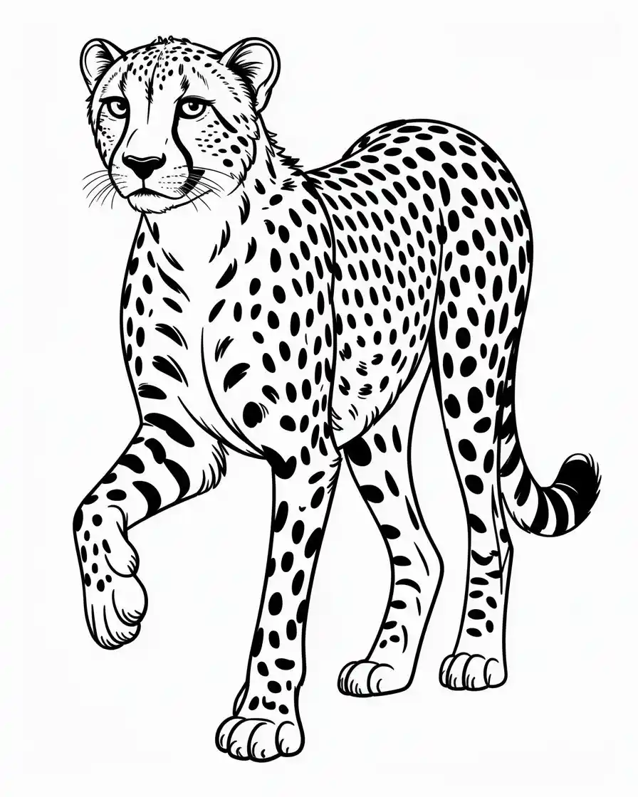 cheetah walking coloring page