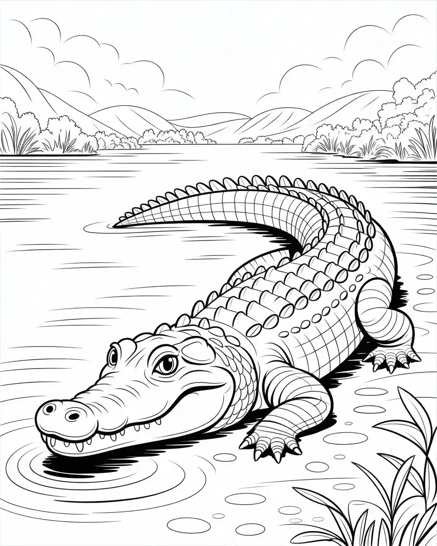 crocodile lake shore coloring page