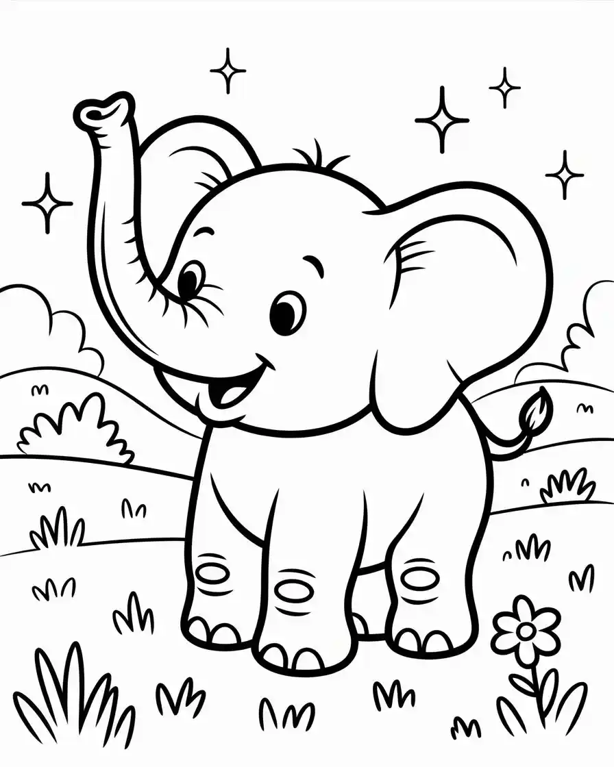 cute baby elephant coloring page
