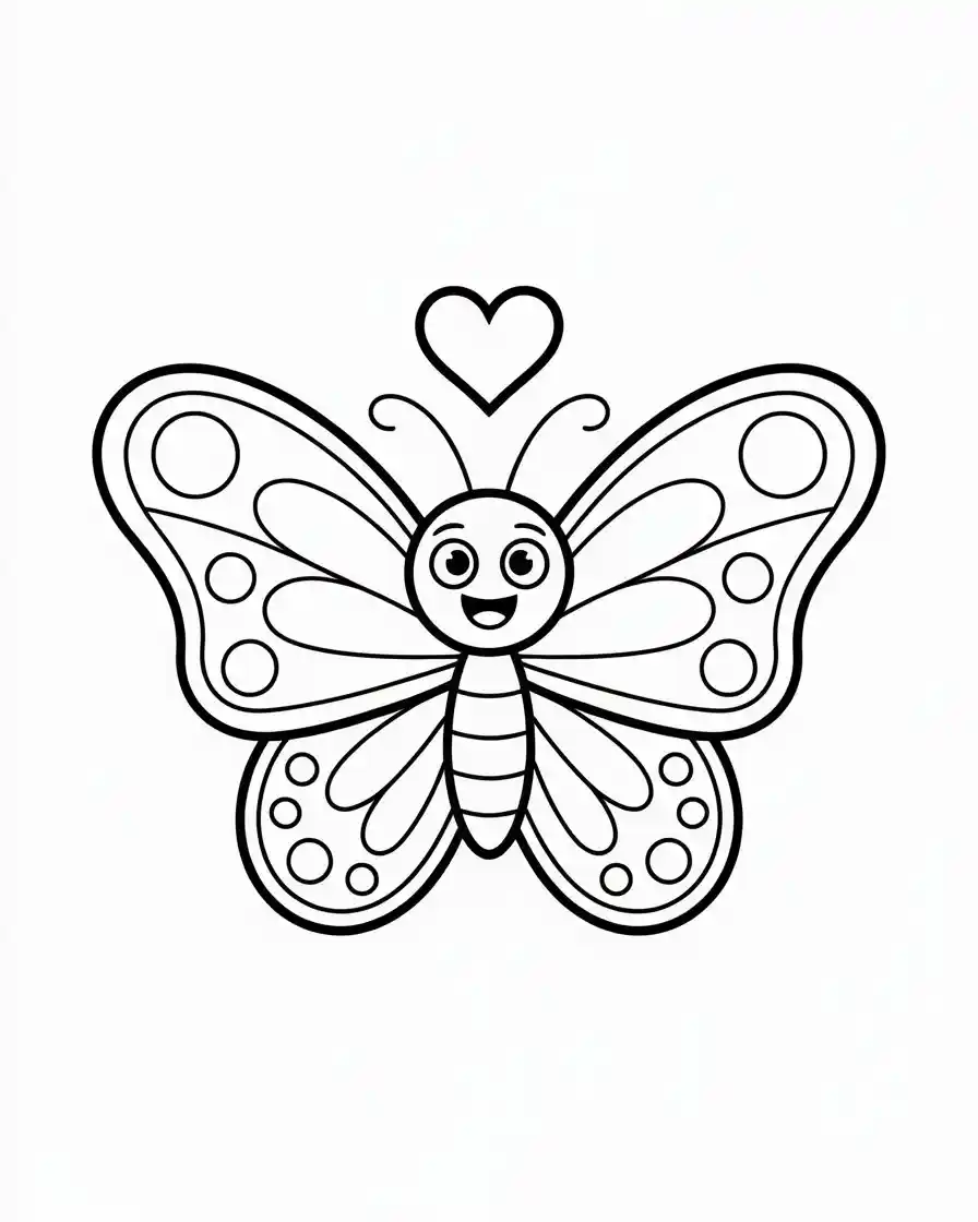 cute butterfly with sweet smile coloring page