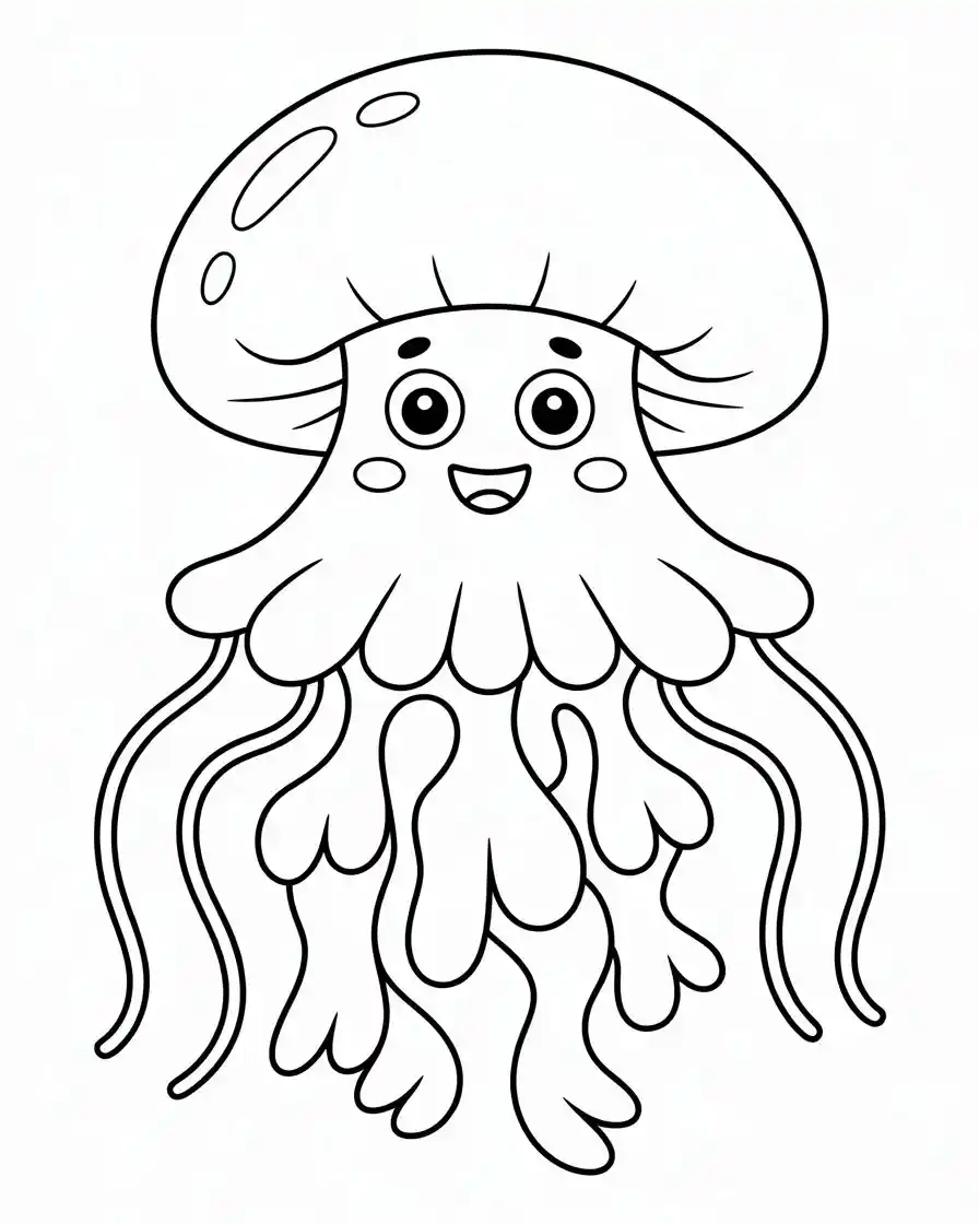 cute cartoon jellyfish coloring page 1