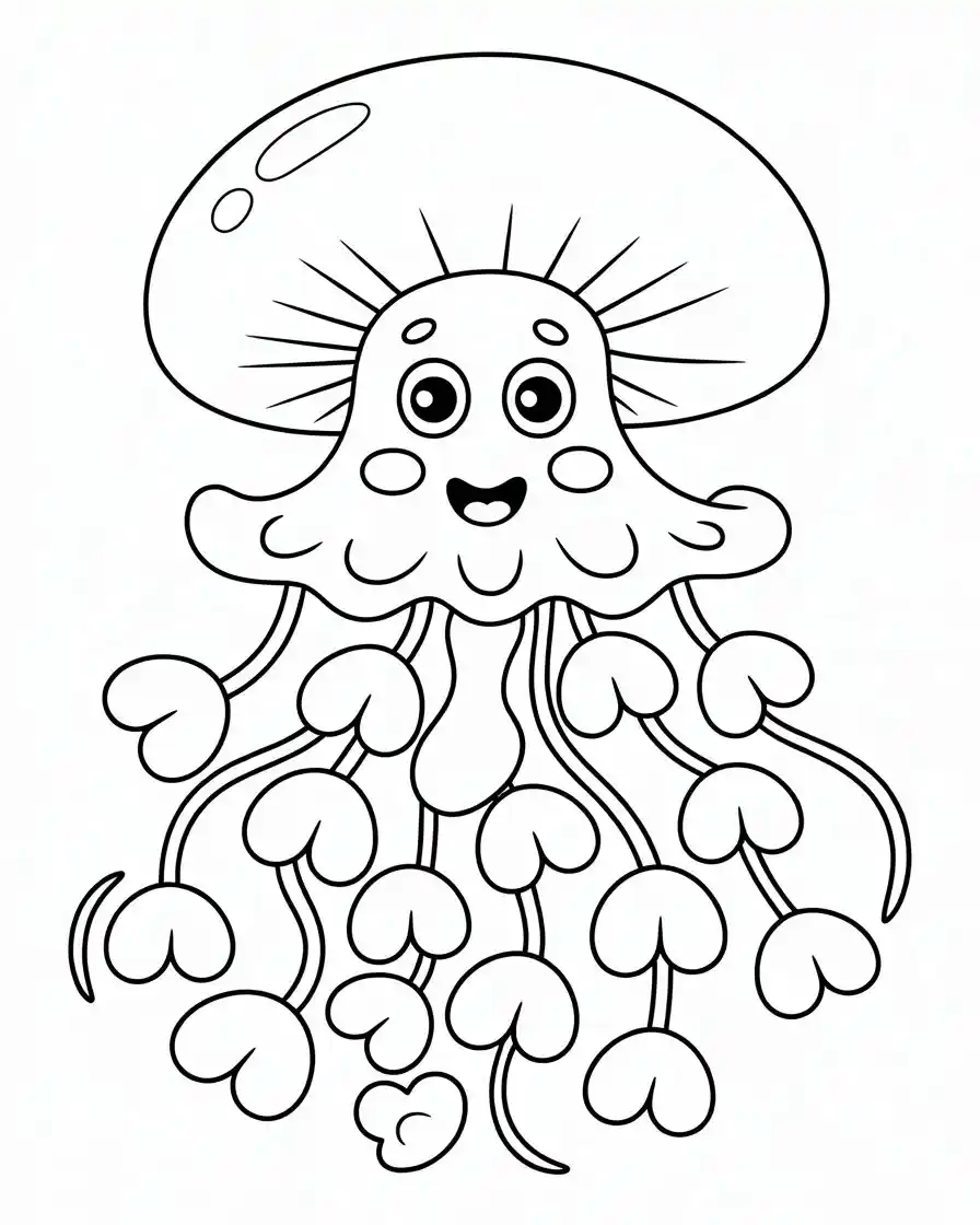cute cartoon jellyfish coloring page