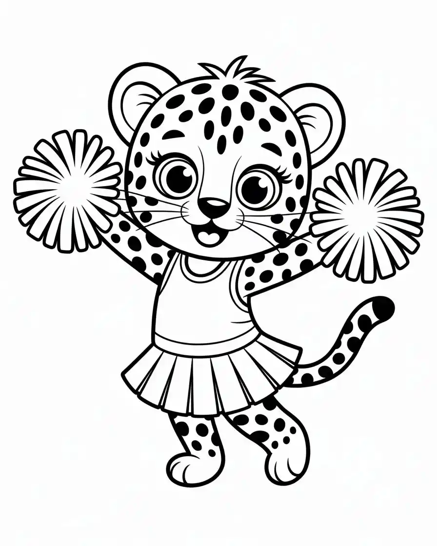 cute cheetah cheerleader coloring page