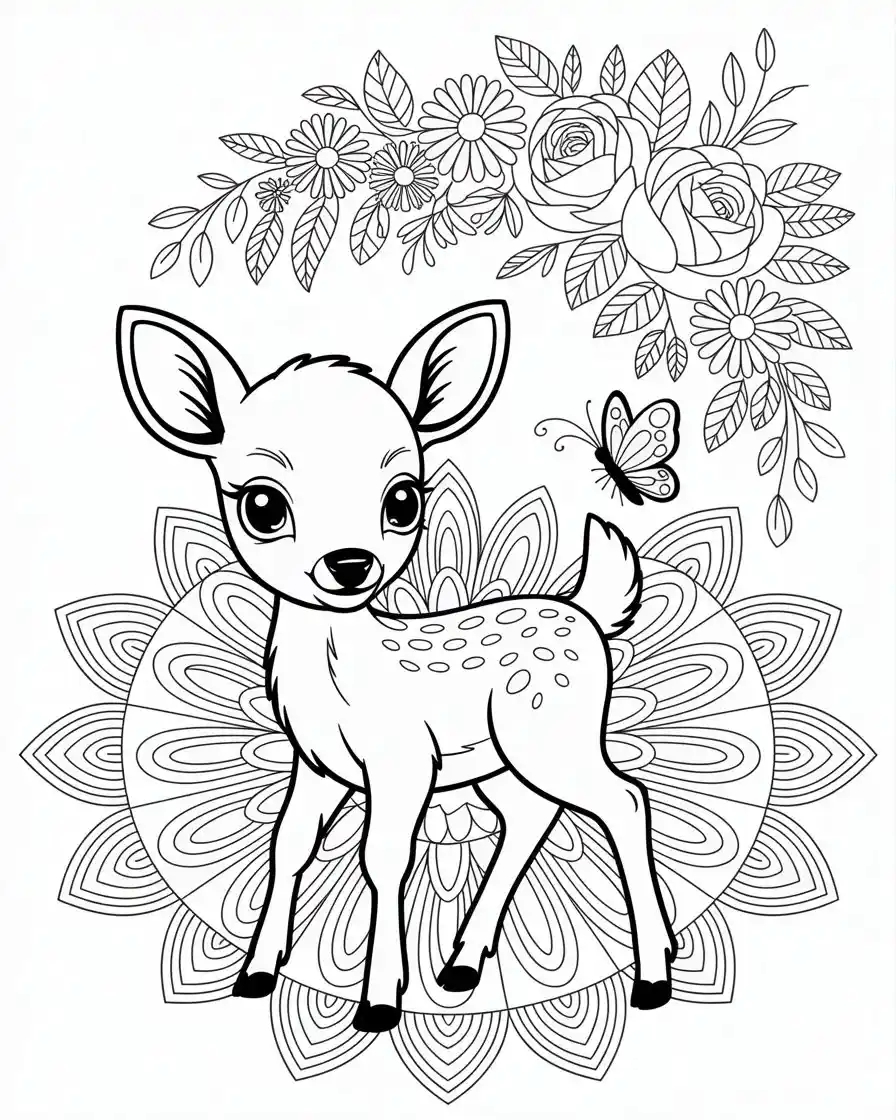 cute deer mandala floral 1