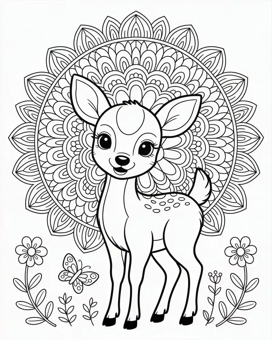 cute deer mandala floral