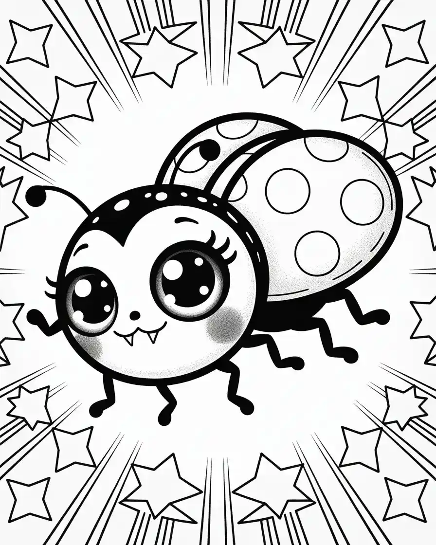 cute kawaii ladybug coloring page 1