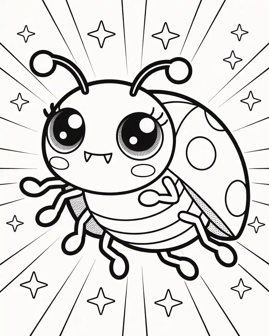 cute kawaii ladybug coloring page