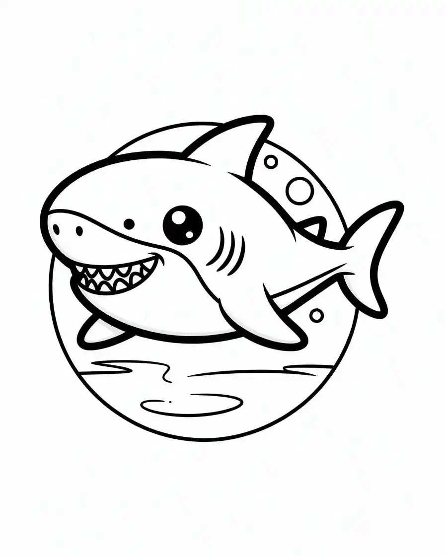 cute kawaii shark coloring page