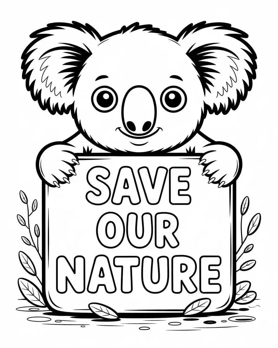 cute koala save our nature sign